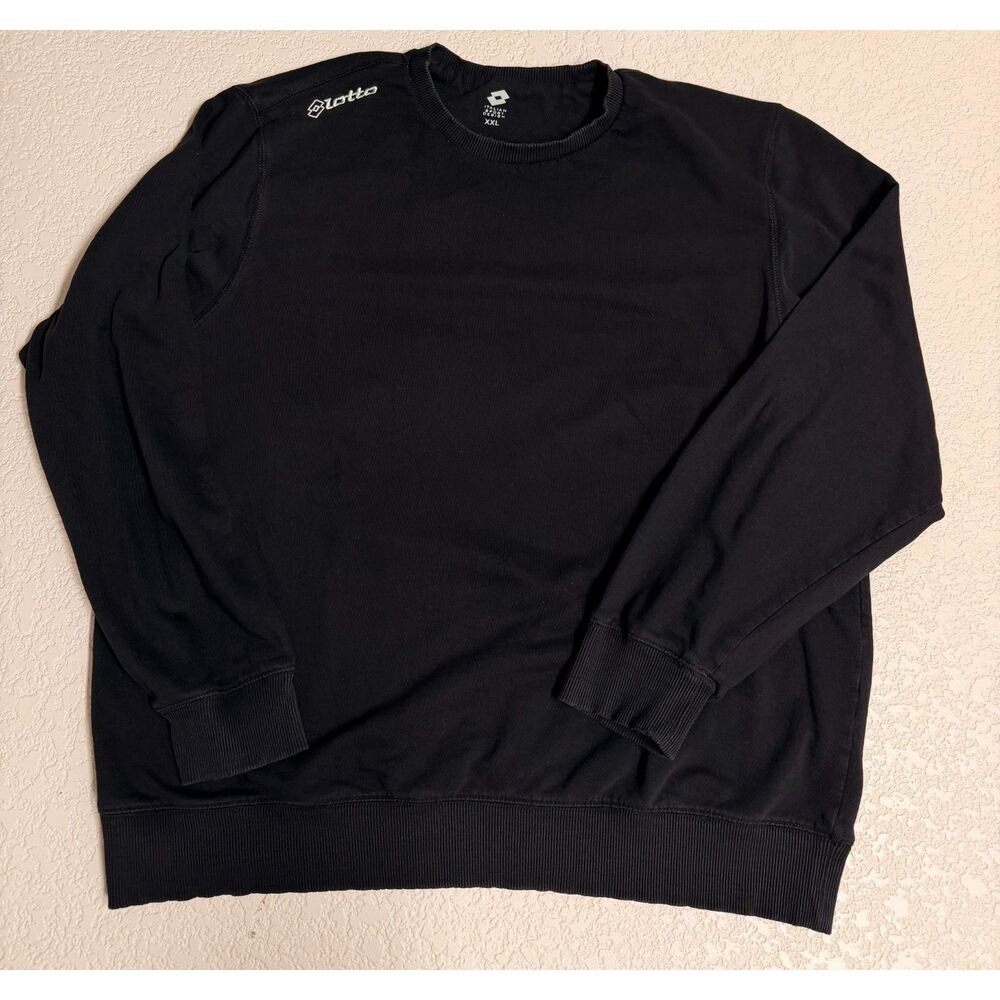 Vintage 90s Lotto Italian Sport Design Black Crewneck Sweatshirt XXL USA